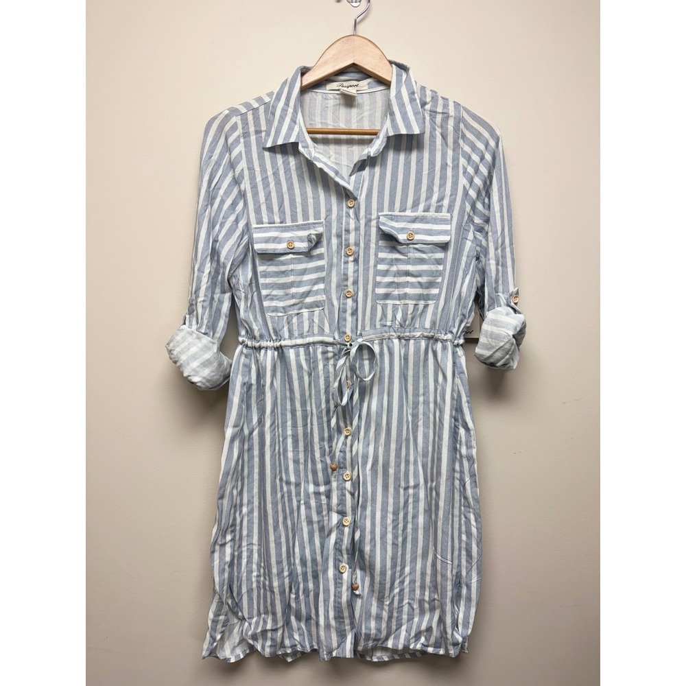 Passport Women's Striped Cotton Mini Dress Sz L NWT - Picture 1 of 4